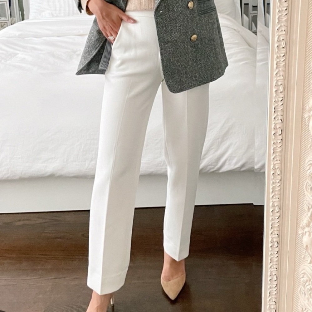 J CREW Kate straight-leg pant in bi-stretch cotton blend White size 8